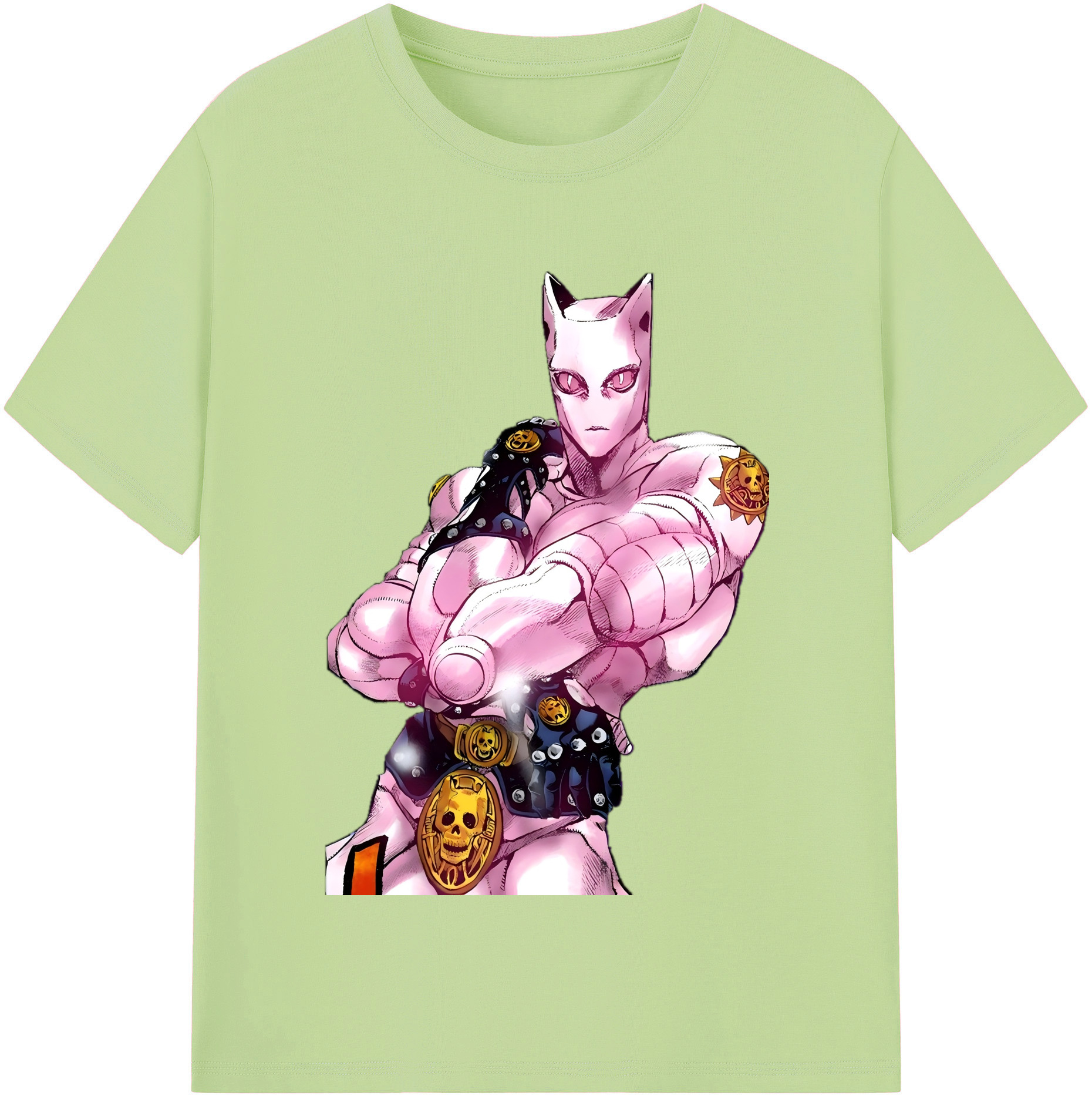 （画像用） ジョジョの奇妙な冒険 きら よしかげ JoJo's Bizarre Adventure Kira Yoshikage 綿100％半袖Tシャツ（フロントプリント）